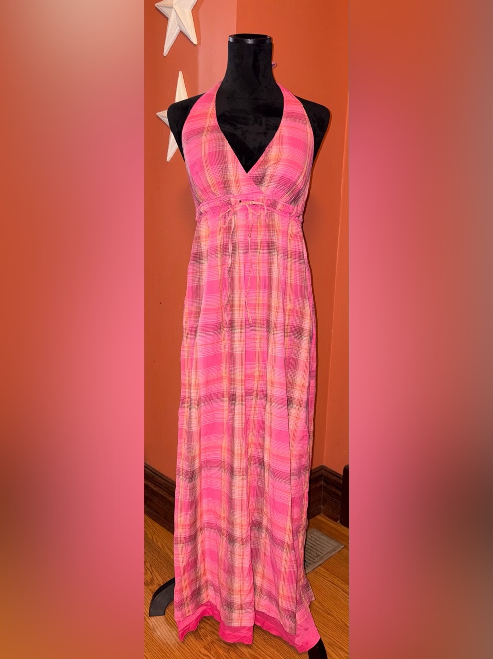 H&M Y2K Pink Plaid Maxi dress